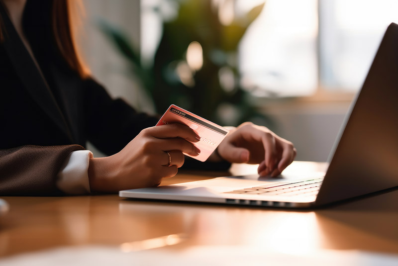 Nice person about to add credit card numbers into laptop